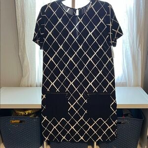 Valette Black and White Grid Mini Dress, Size S